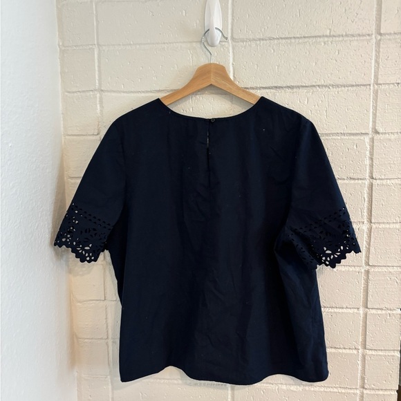 J Crew navy blue floral sleeve top - Picture 4 of 5
